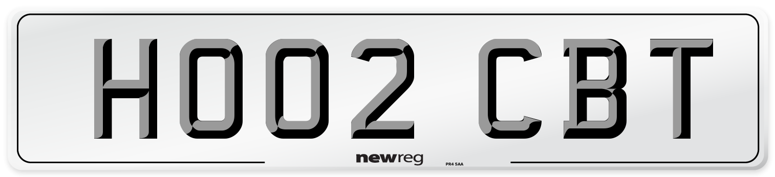 HO02 CBT Number Plate from New Reg